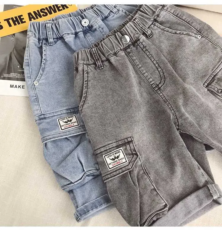 Barn pojke kort jeans byxor cowboy baby casual shorts mode 5 - 16 år stora sju-point s paket capri 210723