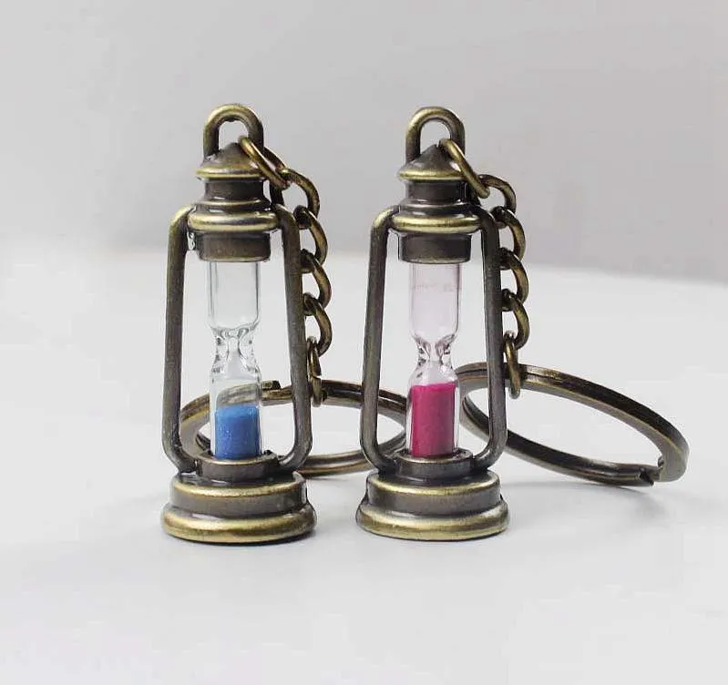 참신 금속 램프 모양의 키 체인 모래 시계 키 체인 애인 커플 친구 좋은 악세사리 선물 도매