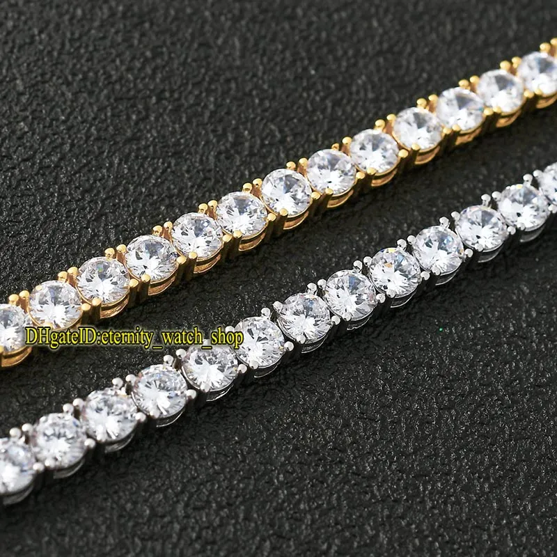 2022 Eternity relógios cadeia de tênis Europeu e americano Hiphop 3mm Gold Rose CZ Diamond Mens Iced Out Diamonds Bracelet Colar