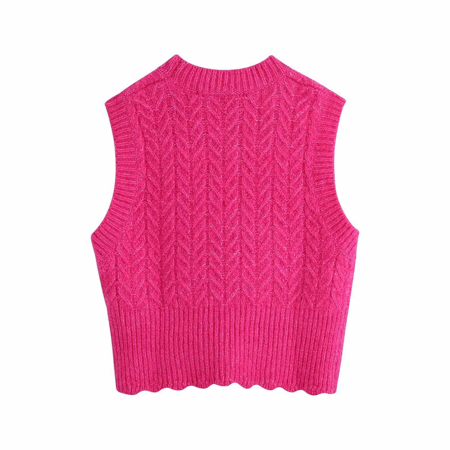 Zevity Spring Kobiety Moda Solid Crochet Casual Slim Knitting sweter Kobiet Chic o Neck Bez Rękawów Kamizelka Swetry Topy S612 211011