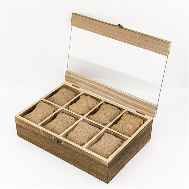 Caixas de relógio casos caixa bobo pássaro madeira organizador armazenamento relógio acessórios jóias colocação pulseiras caso com travesseiros sem283s