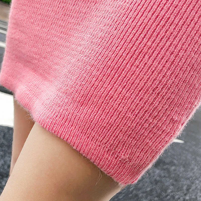 PERHAPS U Pink Batwing Sleeve Long Sleeve Solid V Neck Pullover Sweater Sexy Elegant Party Mini Short Dress Spring Autumn D0875 210529
