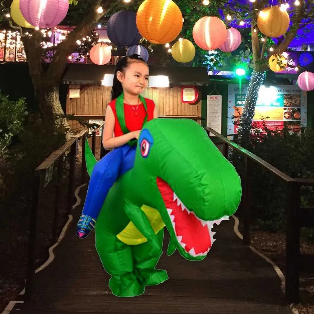 Dzieci nadmuchiwane dinozaur T-Rex kostium maluch Halloween Blow Up Fancy Dress Up Kindergarten Garden Performance gry Q0910