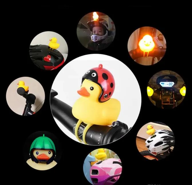 Bicycle Cute Duck Bell with Light Broken Wind Small Road Bike Motor Helmet Riding Cycling Accessories led lights