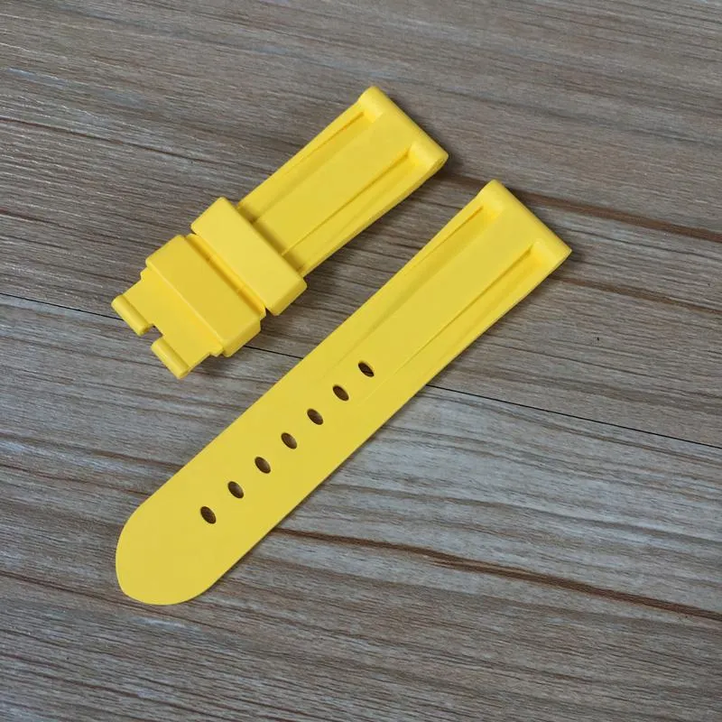 Horlogebanden 24 mm zwart rood grijs oranje wit groen geel zachte siliconen rubberen horlogeband vervangen voor PAM PAM441 PAM111 met Butter329w