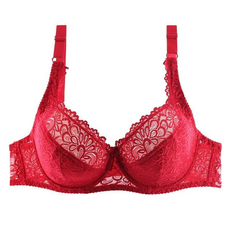 PairFairy Damen-BH, ultradünn, volle Abdeckung, sexy, weiche Bügel, Spitze, gepolsterter Büstenhalter, Minimizer, BH, Übergröße, DD E, DDD, F-Cup 210728