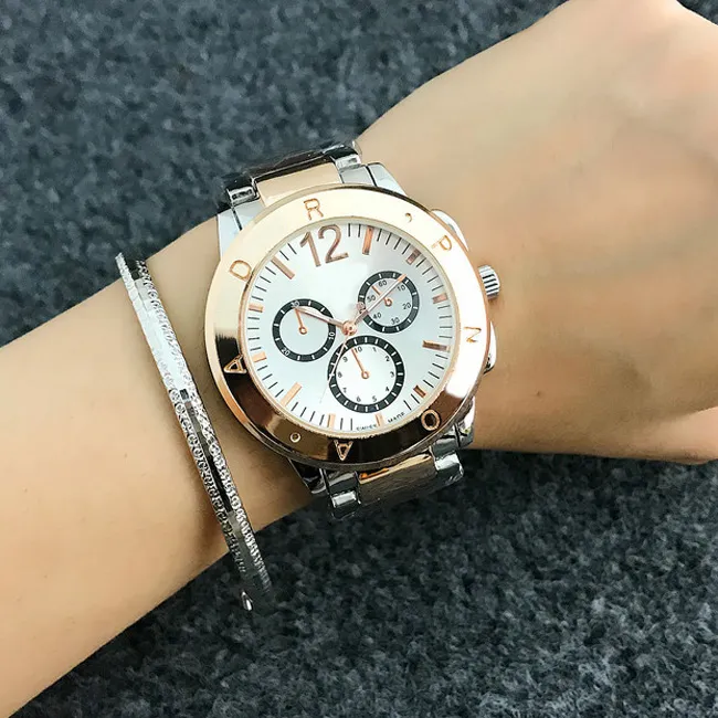 Mode 3 cadrans Design Montres Women Girl Style Metal Steel Band Quartz Wrist Watch P351471294