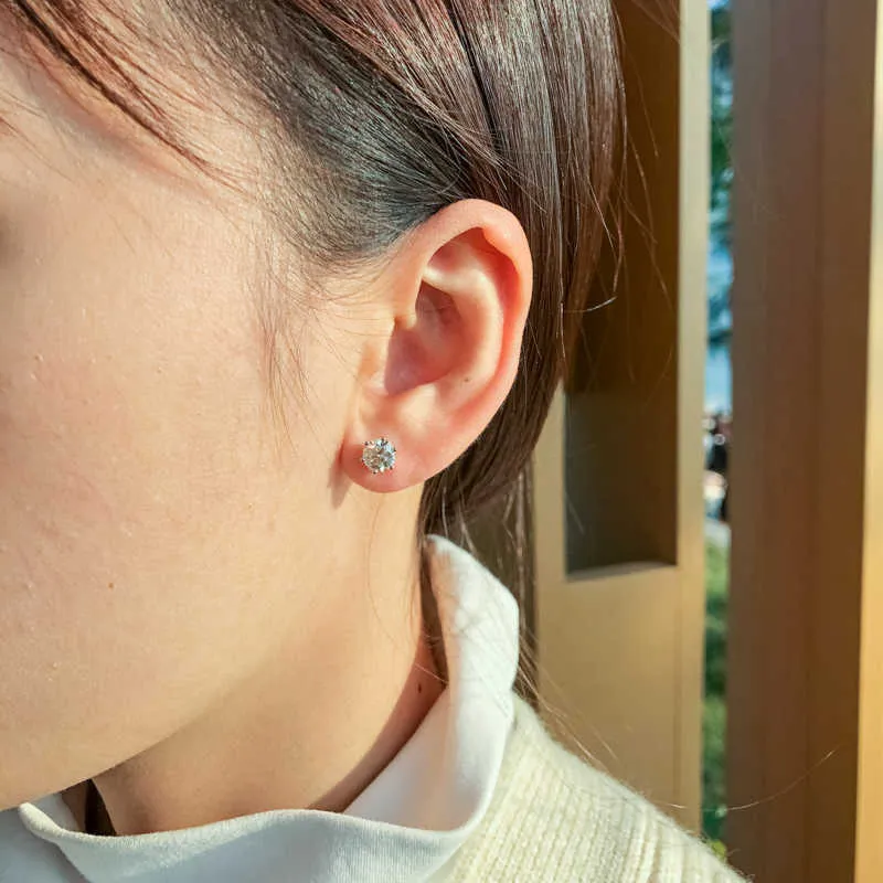 Iogou RealColor Diamond Earrings for Women 0,5/1/2 karat 100% 925 Sterling Silver Sparkling smycken 2106248190072