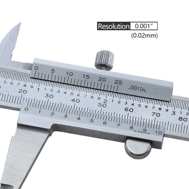 Vernier Caliper 0-150 / 200/300mm 1 / 1000IN Mikrometer tum / metrisk metall Rostfritt stål glidmätare mätinstrument 210810