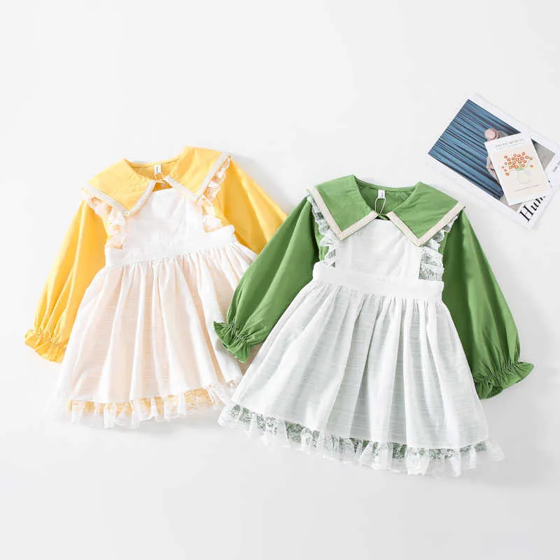 Spring Little Princess Cotton Long Sleeve Dress Set Lolita style Baby Girls Cute Birthday Party Kids Clothing 210615
