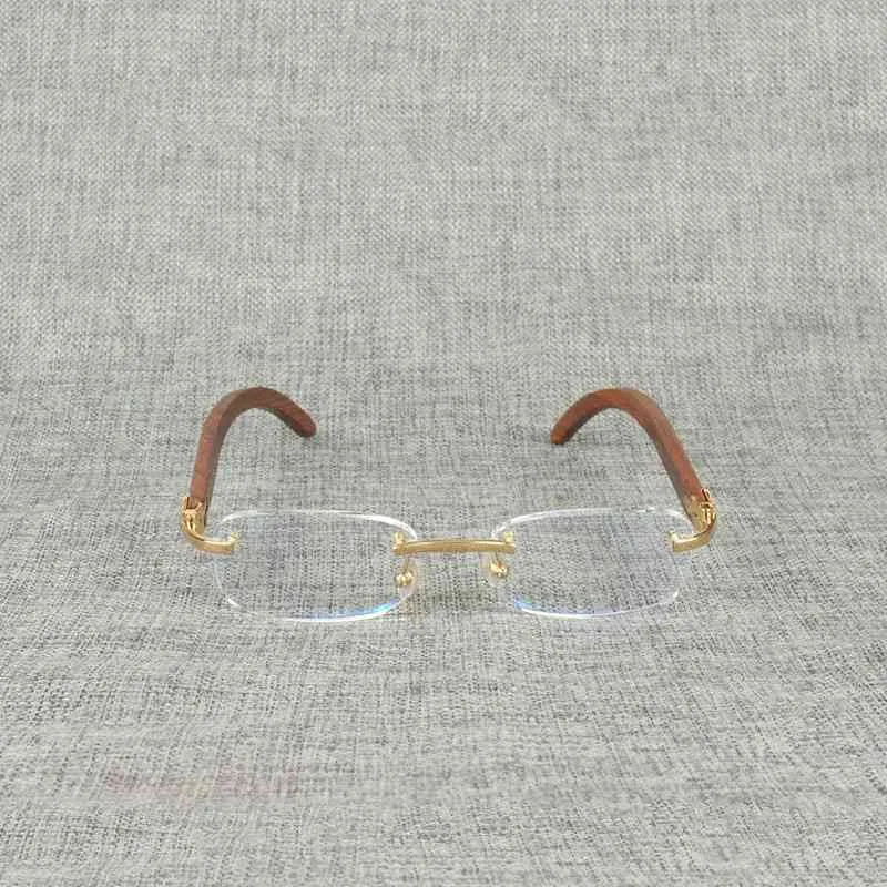 2024 Designer de luxe masculin Lunettes de soleil pour femmes en bois naturel carré de buffle transparent des lunettes sans cruche