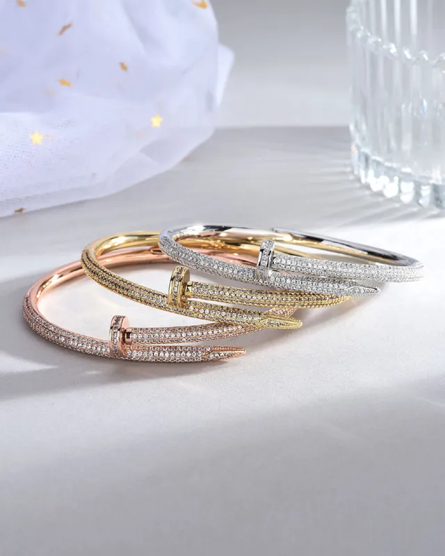 Donia Jewelry Luxury Bangle Nail Bracelet exagéré Titanium Steel Micro-instruit Zircon Gift de la mode européenne et américaine D299E