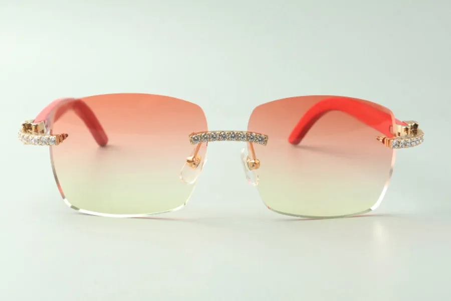 Occhiali da sole Direct S Endless Diamond 3524025 con aste in legno rosse, occhiali firmati misura 18-135 mm250n