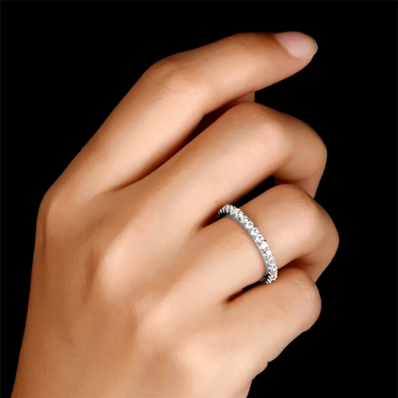 AEW SOLID 14K 585 الذهب الأبيض 1 2CTW 2MM DF COLOR BANDENT RING FOR LOME LINGES 210310206W