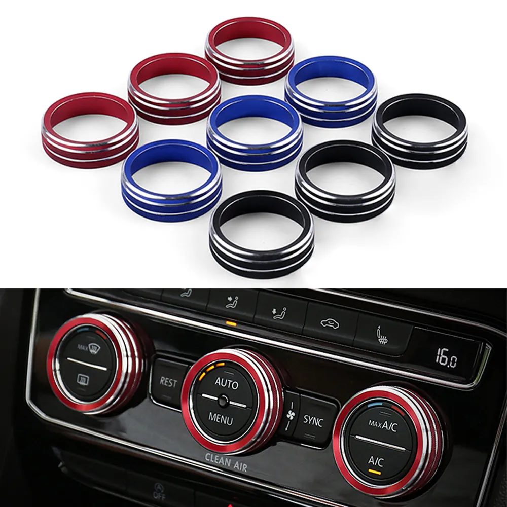 3 pièces ensemble bouton de climatisation de voiture anneau de couverture décoratif ajuster les boutons de commutation de commande de climatisation pour VW Tiguan Atlas t-roc Ateca311p