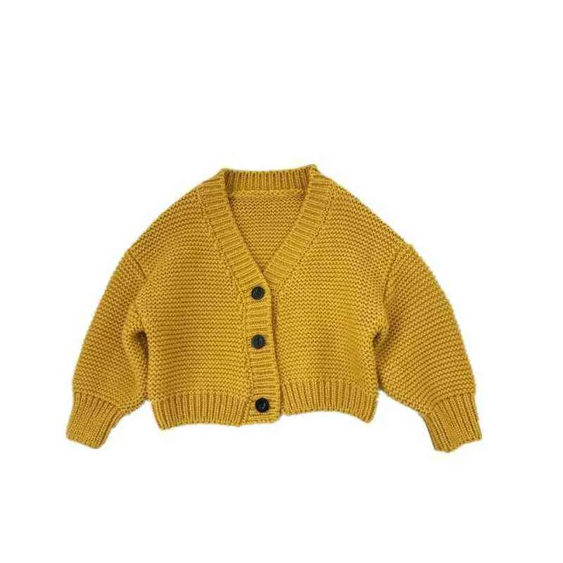Vêtements pour enfants printemps et automne garçons et filles cardigan pull manteau pull coréen enfants vêtements d'extérieur à simple boutonnage 211106