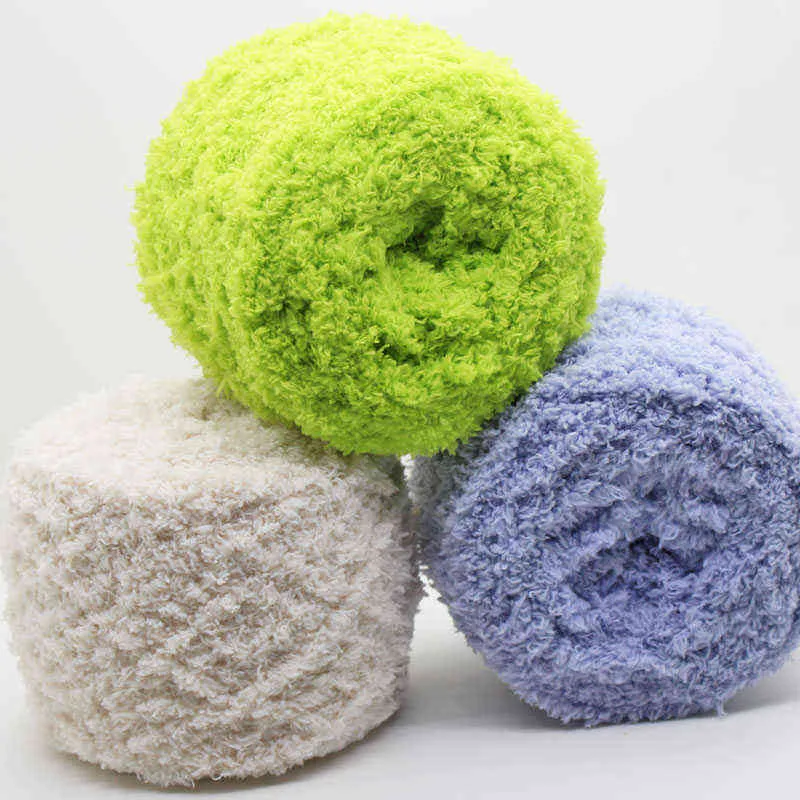 5 boules / 500g trois brins serviette ligne corail cachemire écharpes laine grossière bébé fil à tricoter peluche velours bricolage pour tricoter à la main Y211129