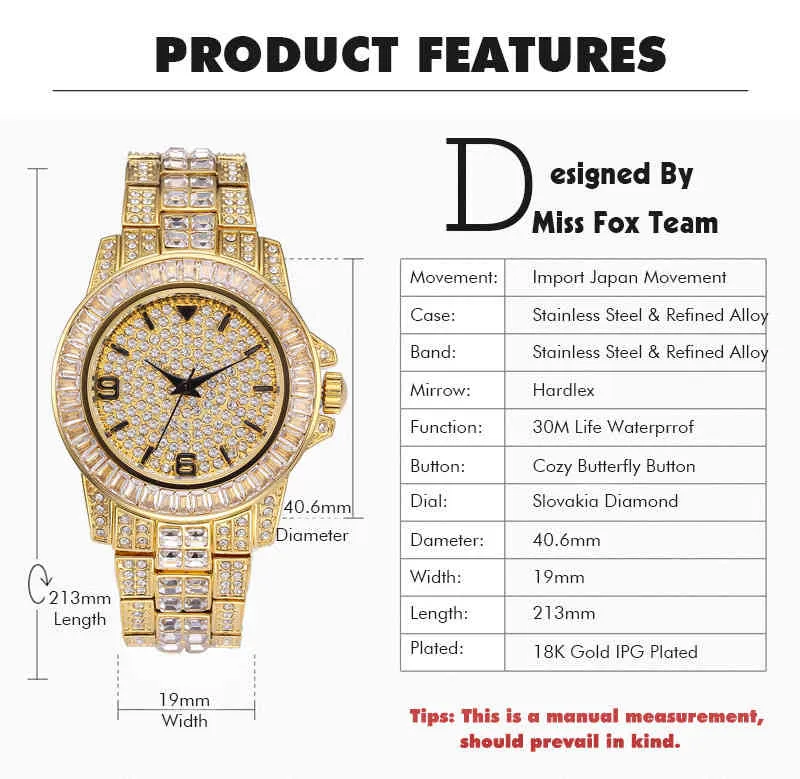 AAA CZ 블링 다이아몬드 남성 시계 역할 18K 금 도금 얼음 쿼츠 아이스 손목 시계 남성 방수 손목 시계 시계