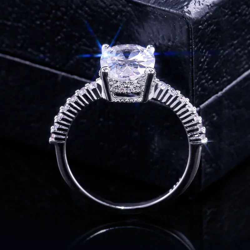 Big Oval Cut Zircon Ring Micro Paved CZ 925 Ring for Women Jewelry Silver Female Rings Wedding4405522