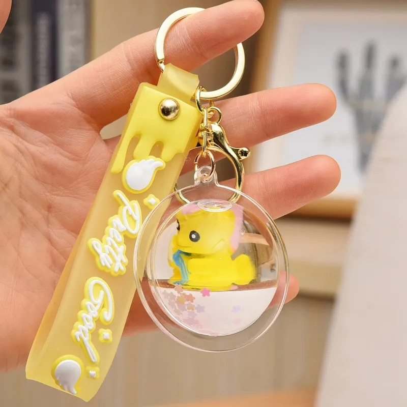 Porte-clés créatif mignon de luxe en acrylique avec poupée à huile, pendentif rond pour sac de femme, porte-clés entier