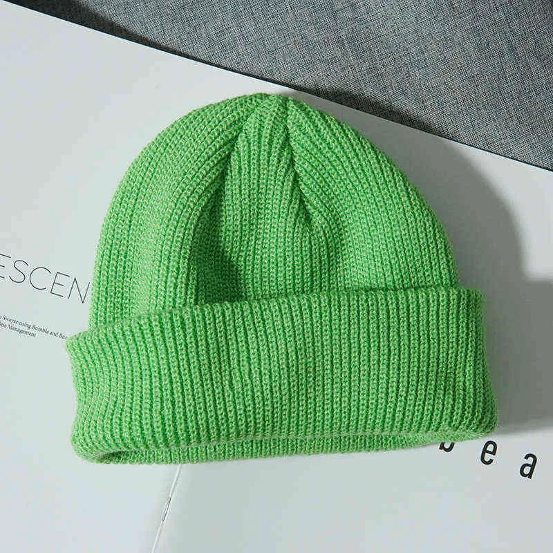 2021 nuovo cappello invernale donna uomo lavorato a maglia solido berretti spesso caldo cappello di lana da donna cappelli beanie femminili Y21111