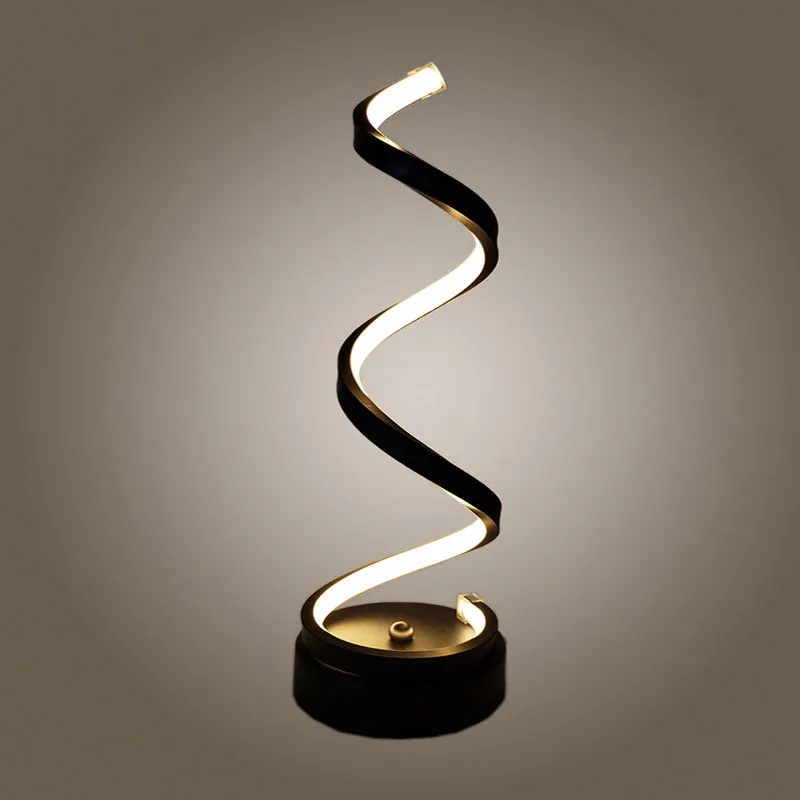 Modern LED Spiral Table Lamp Curved Desk Bedside Lamp Cool White Warm White Light For Living Room Bedroom Reading Lighting