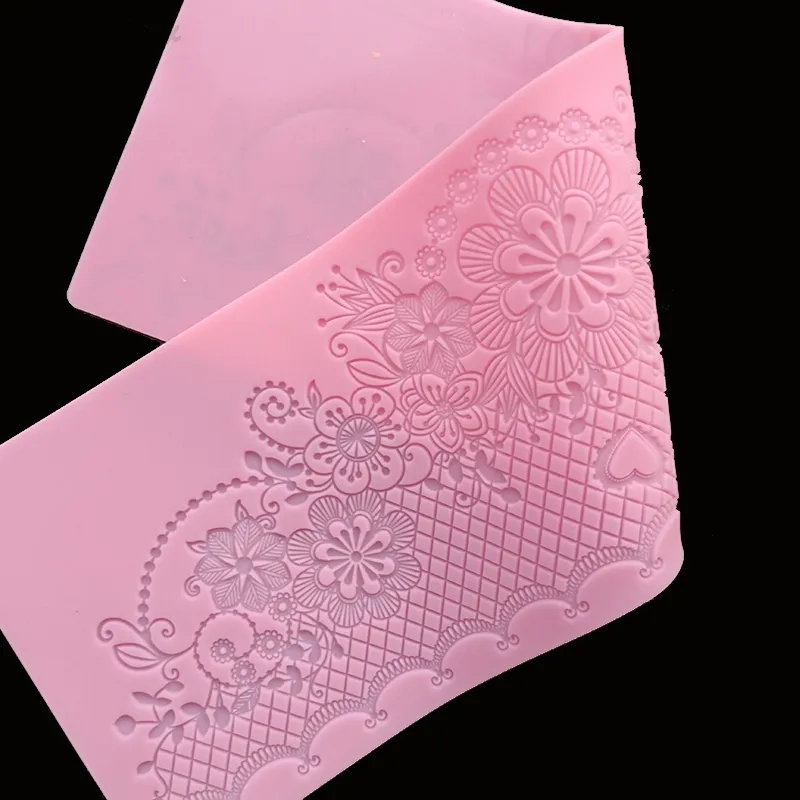 minsunbak New Lace Silicone Mould Exquisite Wedding Cake Edge Decoration Fondant Lace Mat Food Grade Silicone 2102252961