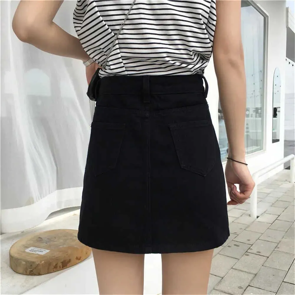 Hög midja Bourgogne denim A Line Mini kjol Studenter Cotton Black Cargo Kort kjol japansk stil kvinnliga kjolar Faldas Jupe 210619