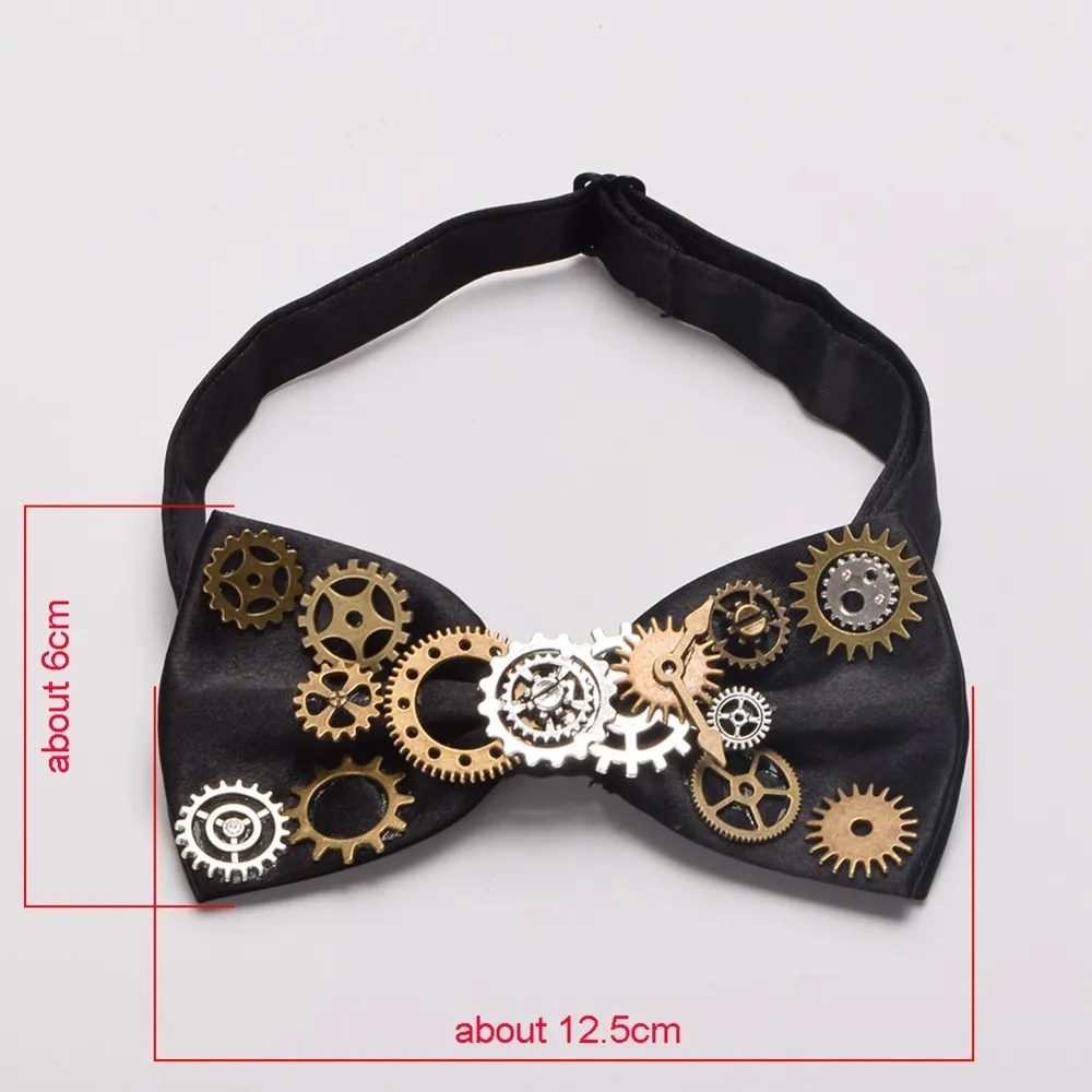 Black SteamPunk Bow Gail Винтаж Викторианский мужской панк-редуктор CRAVAT