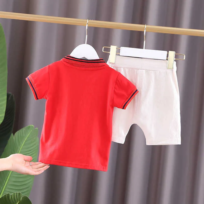 2021 nouvel été bébé garçons vêtements ensembles infantile enfants dessin animé revers polo chemise + short 2 pièces costumes enfant en bas âge filles vêtements décontractés G1023