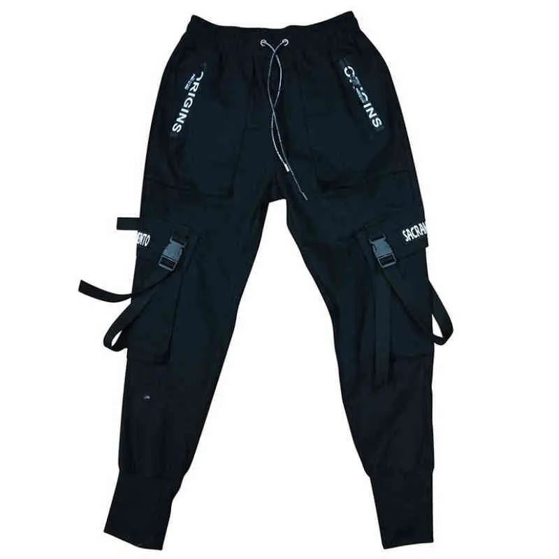 Nieuwe Cargo Broek voor Mannen Hip Hop Streetwear Heren Broek Overalls Zomer Joggers Mannelijke Black Mode Harem Broek Herenkleding H1223