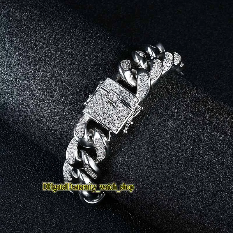 Eternidade alta qualidade hip hop jóias pavimentar diamante 18mm de largura corrente cubana pulseira masculina hip hop jóias geladas diamante masculino brace2438