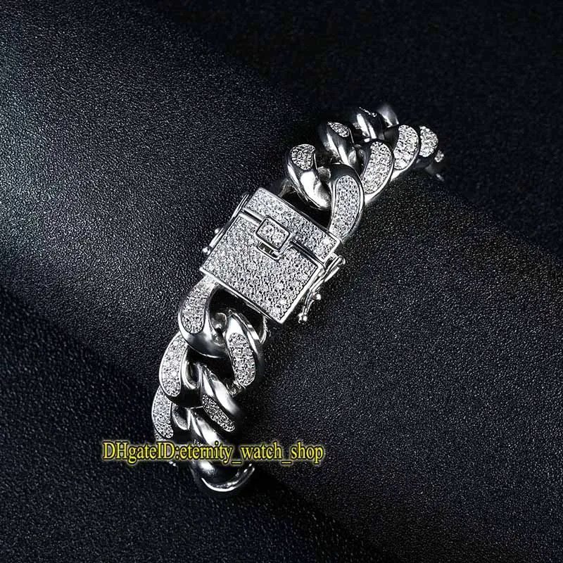 Eternity High Quality Hip Hop Jewelry Pave Diamond 18mm Wide Cuban Chain Mens Bracelet Hip Hop Jewelry Iced Out Diamond Mens Brace269w