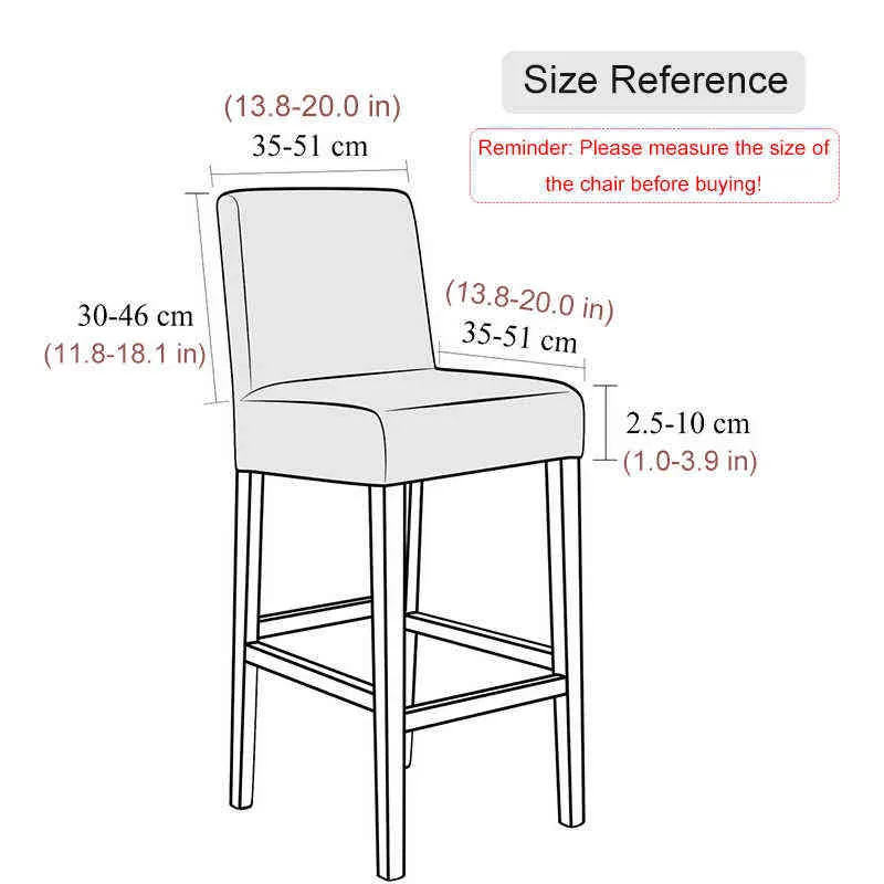 벨벳 패브릭 바 의자 커버 스판덱스 스트레치 짧은 백 커버 다이닝 룸 카페 홈 소형 좌석 슬립 커버 211116