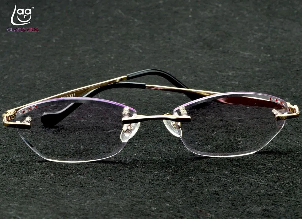 Zonnebril Clara Vida 2021 Predious Women Lady's Purple Lenes Rimless Frameless diamant leesglazen 1 1 5 2 2 5 3 3 5 286G