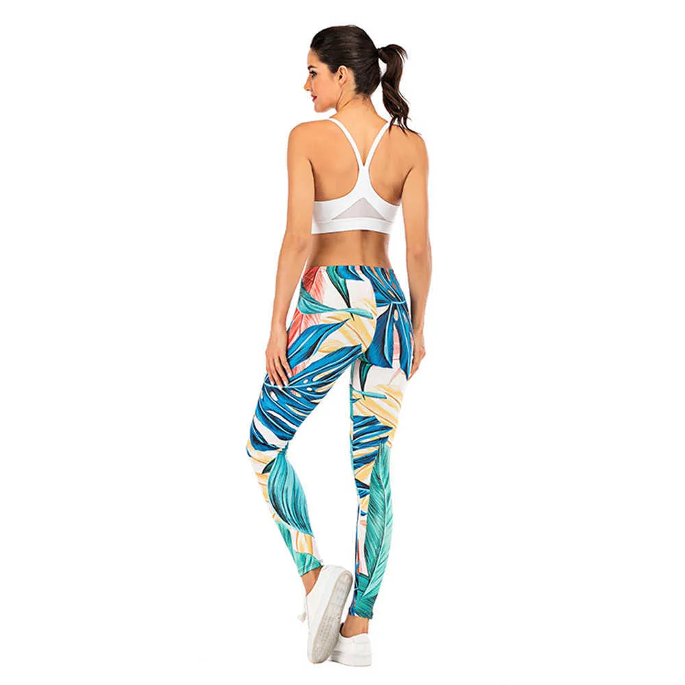 Löv sexig hög midja legging anti celluliter smal elasticitet push up fitness gym leggings kvinnor byxor staplade 210925