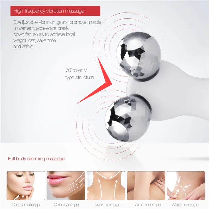 3D Roller V Line Face Lifting Massager Microcourrent LCD Display FÖRSLAG ANTI-AGHE REYVENATION BEAUTY Hud Care 220216