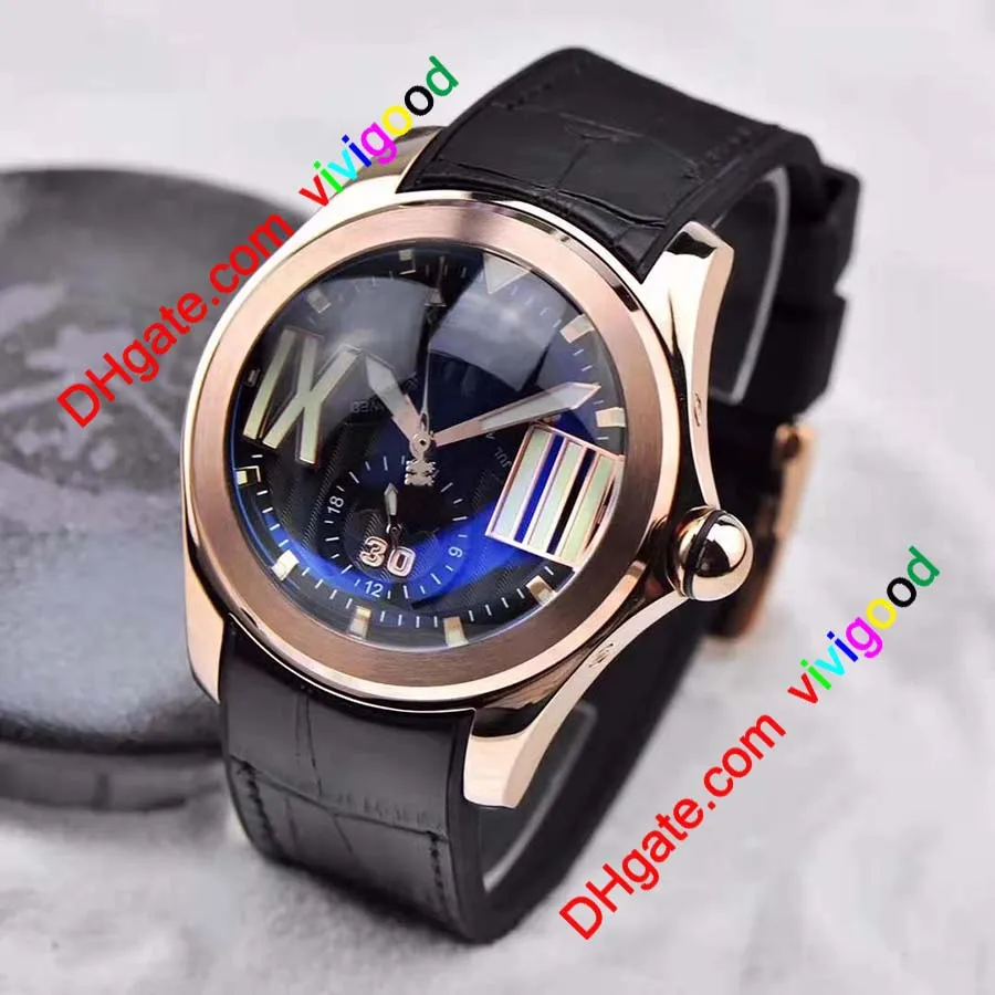 Novo relógio bolha 3 cores relógio masculino automático com data pulseira de couro preto Watches281U