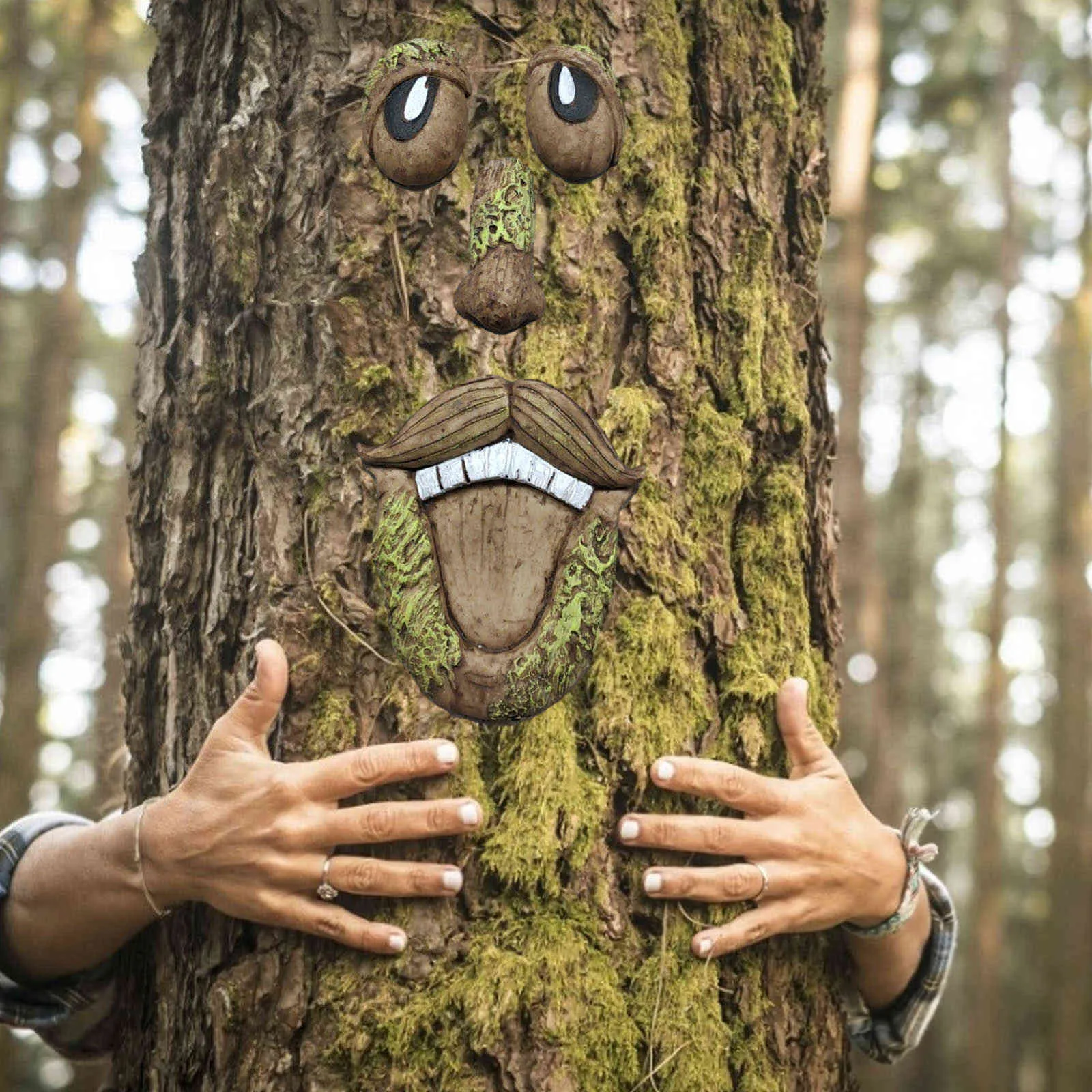 الرجل العجوز شجرة hugger حديقة peeker ساحة الفن في الهواء الطلق شجرة مضحك الرجل العجوز الوجه النحت غريب الأطوار شجرة الوجه حديقة الديكور Y0914