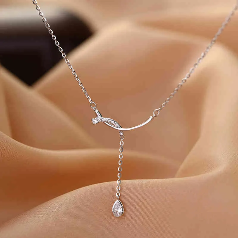 Стерлинговое серебро 925 стерлингового серебра в кисточке ожерелье женское простая светлая роскошь геометрическая цепочка ключицы оптом