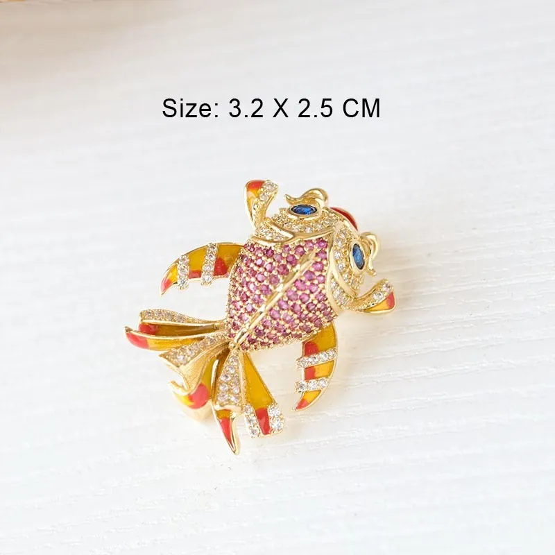 2020 Design Small Fish Brooch High Quality Sparkling Cubic Zirconia Cute Pins For Women Coat Cardigan Accessories