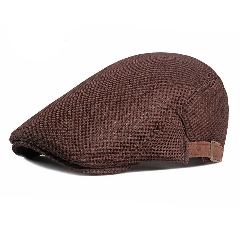 Män andas mesh sommarhatt justerbar newboy beret Ivy cap cabbie platt mössa