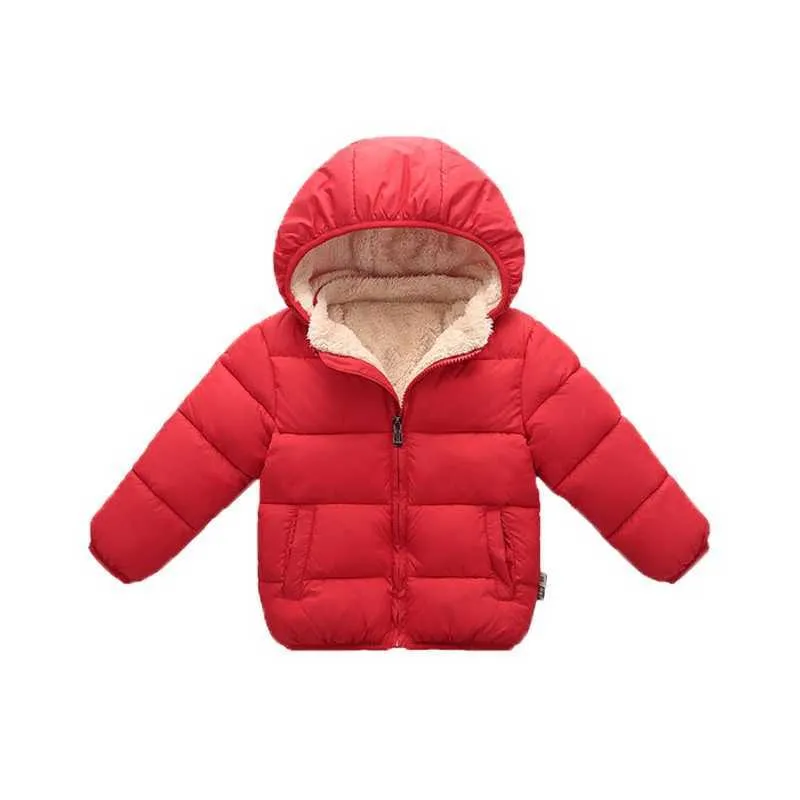 Ankunft Winter Baby Kleinkind Kausal Fluff Solide Langarm Mit Kapuze Baumwolle Mantel Unisex Süße Mäntel Kinder Kleidung 210528