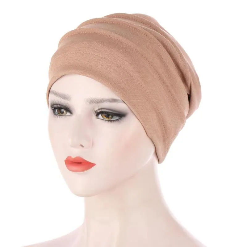 2021 Morbido Elastico Turbante Cappello di Colore Solido Delle Donne di Inverno Caldo Foulard Cofano Interno Hijab Cap Musulmano Hijab Femme Wrap Testa