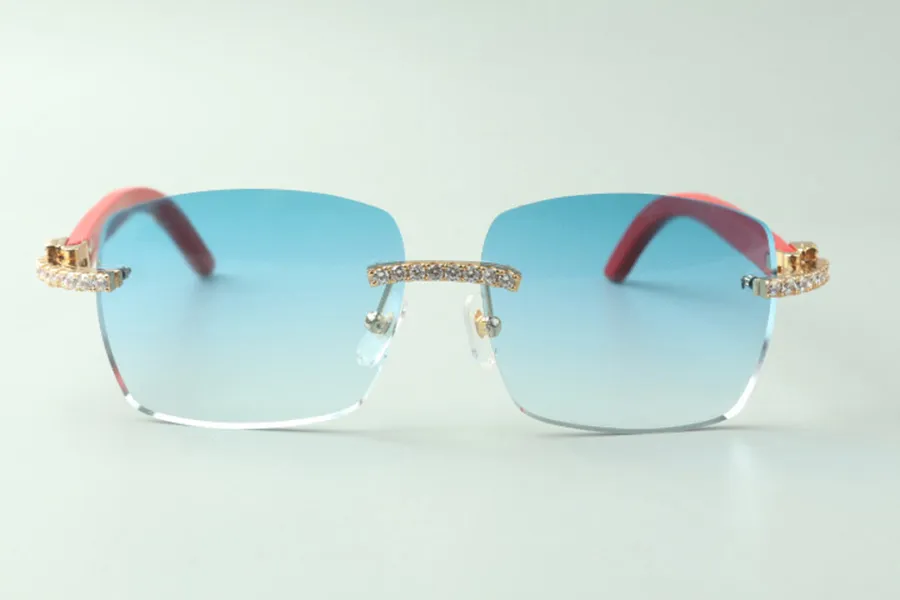 نظارة شمسية ماس دايموند المباشرة 3524025 مع نظارات مصممة معابد خشبية حمراء حجم 18-135 مم 271H