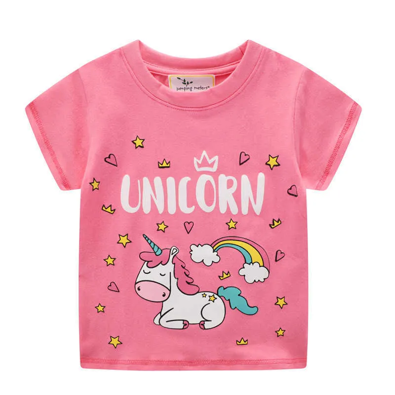 Jumping meters Arrival Print Unicorns Girls T shirts Cotton Children's Summer Tees Tops 210529