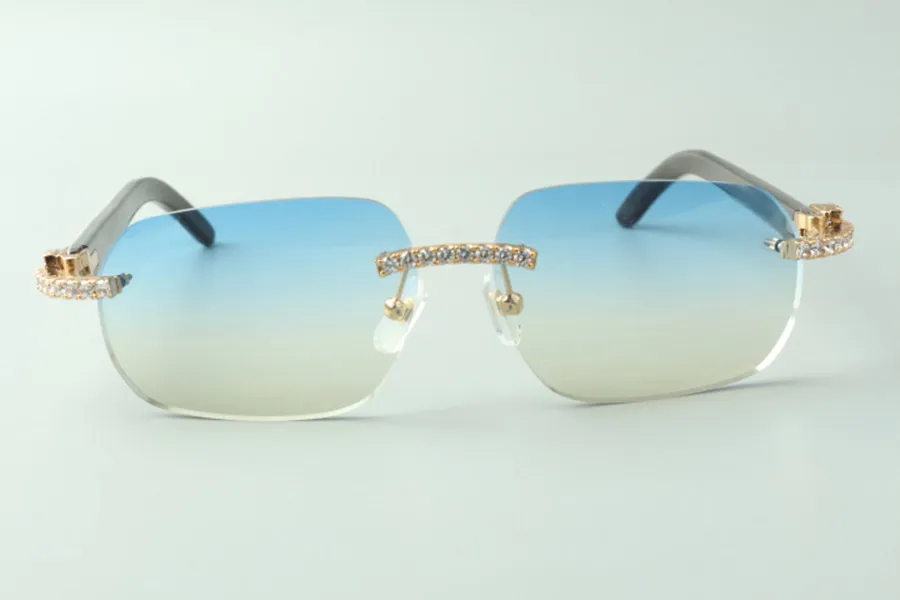 Occhiali da sole Direct S Endless Diamond 3524024 con aste in corno di bufalo misto, occhiali firmati misura 18-140 mm253x