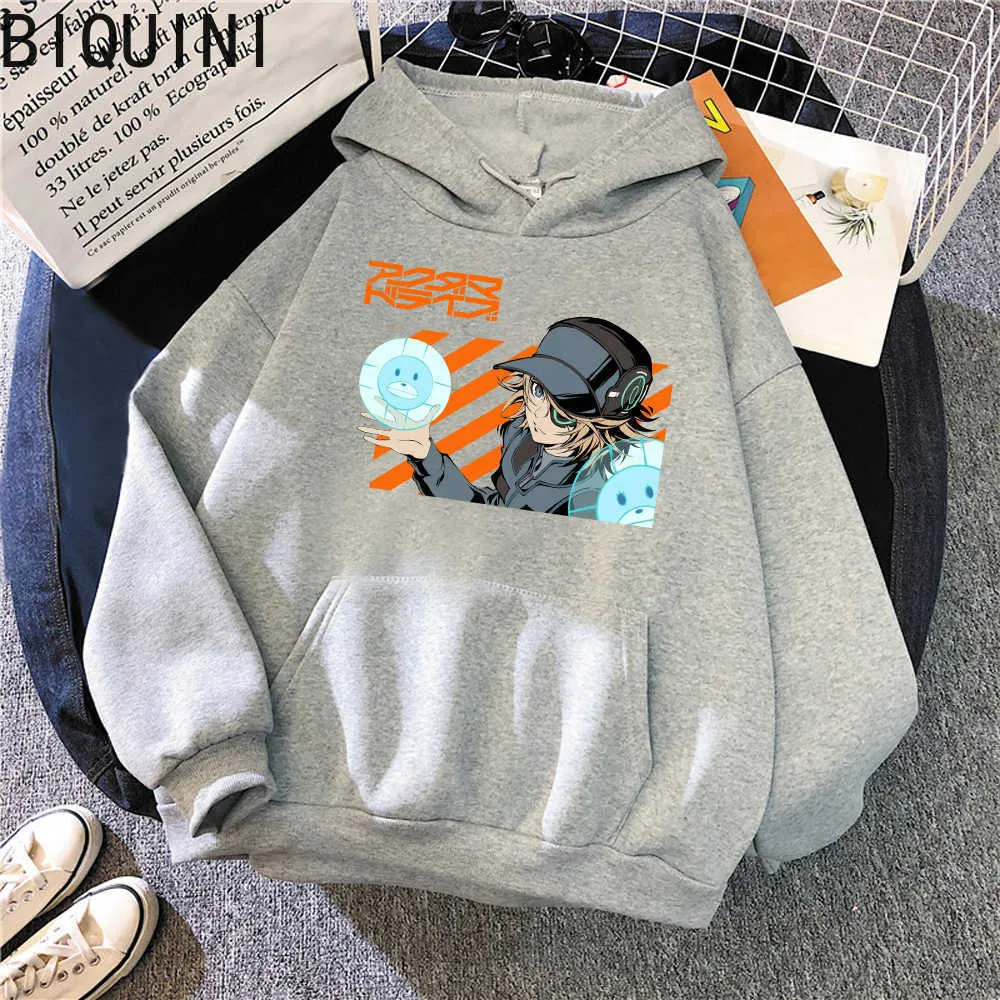 Akudama Drive Hacker Print Anime Hoodie Clothes For Teens Womens Winter Tops Oversized Sweatshirt Women Harajuku Streetwear Wram Y0820