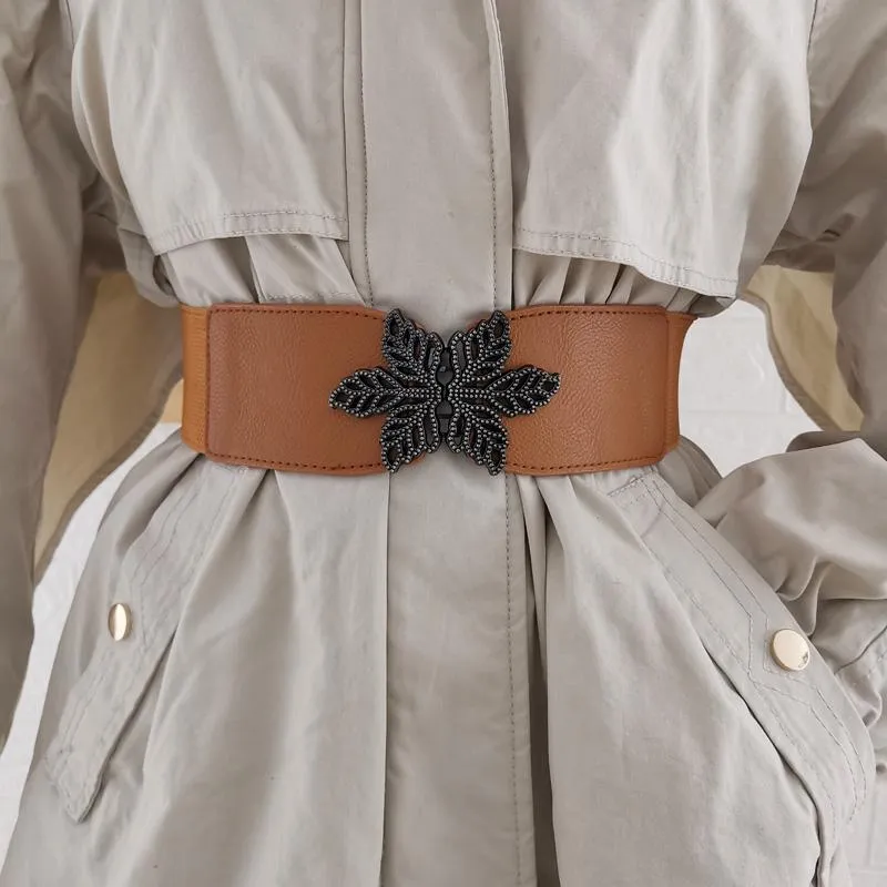 Gürtel Vintage Snow Blumenschnalle Taillenbänder für Kleidermantel Frau Mode breite elastische Kummerbund -Party Dekoration Pullover Geschenke Girl172W
