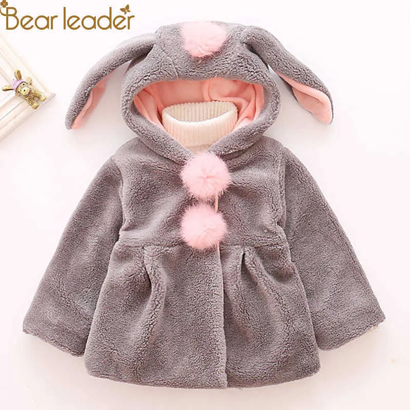 Bear Leader Baby Girls Jacket Spring Winter Jacket för Faux Fur Fleece Coat Warm Jacket Xmas Snowsuit For Girl Coat 1-4Y 210708